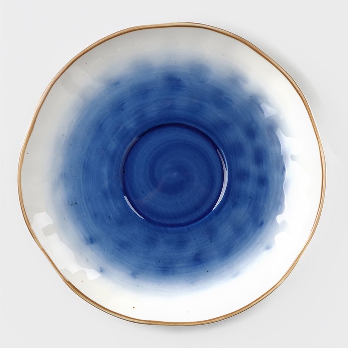 Чайная пара фарфоровая Доляна «Космос», 2 предмета: чашка 250 мл, блюдце d=16 см, цвет синий - фото 1883429132