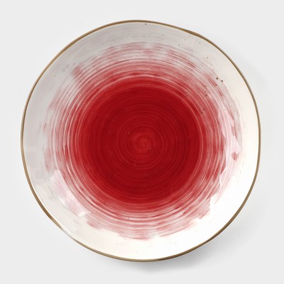 Тарелка фарфоровая глубокая Доляна «Космос», 550 мл, d=21,5 см, цвет красный