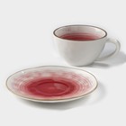 Чайная пара фарфоровая Доляна «Космос», 2 предмета: чашка 250 мл, блюдце d=16 см, цвет красный - фото 4267426