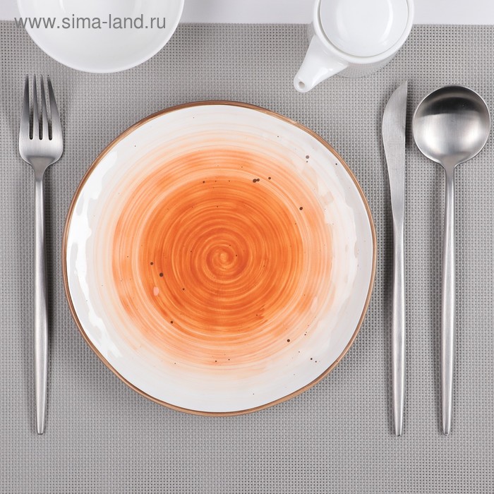 Тарелка фарфоровая Доляна «Космос», d=18,5 см, цвет оранжевый - Фото 1
