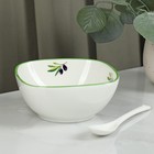 Салатник фарфоровый с ложкой Доляна «Олива», 300 мл - Фото 3