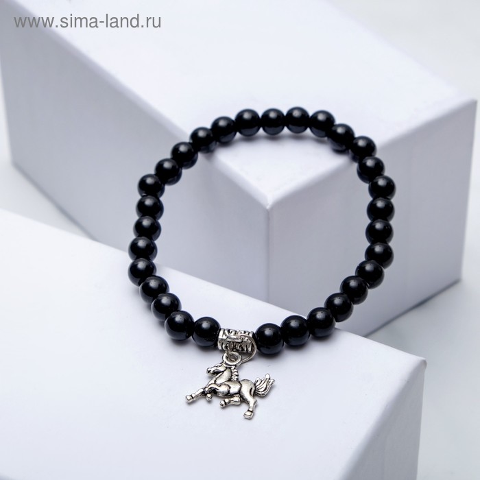 Браслет с подвеской МИКС шар №6 «Агат чёрный», 5.5 см - Фото 1