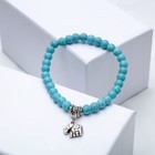 Браслет шар №6 «Бирюза старая» с подвеской клевер - Фото 1