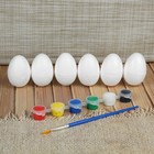 Набор яиц под раскраску 6 шт., размер 1 шт: 4 × 6 см, краски 6 шт. по 3 мл, кисть - фото 318165479