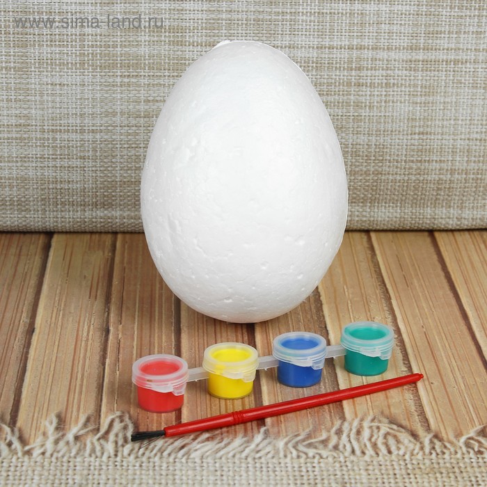 Яйцо под раскраску, размер: 9 × 13 см, краски 4 шт. по 3 мл, кисть - Фото 1