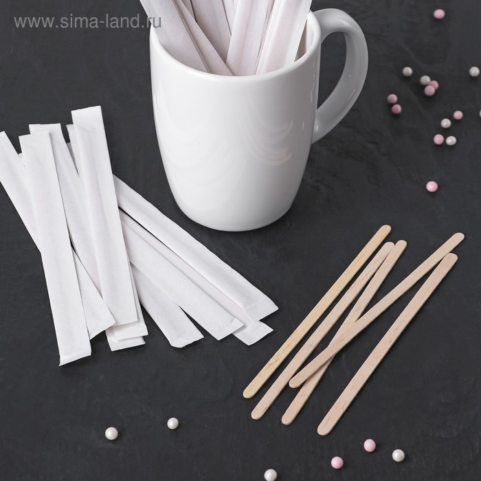 Набор палочек для кофе, 14 × 0,6 см, в индивидуальной упаковке, 50 шт - Фото 1