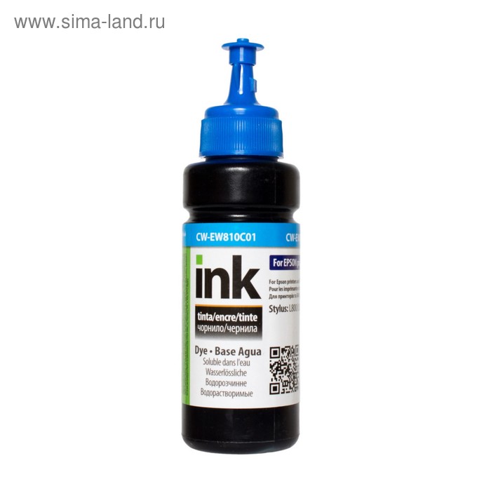 Чернила ColorWay Ink for Epson L800/L1800, 100 мл, Cyan/Голубой - Фото 1