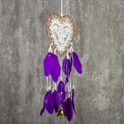 Ловец снов с колокольчиком "Сердце с кружевом, фиолетовые перья" d=17 см длина 55 см - Фото 2