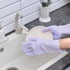 Перчатки хозяйственные для мытья посуды и уборки дома, размер L, 170 гр, цена за пару, цвет МИКС - Фото 4