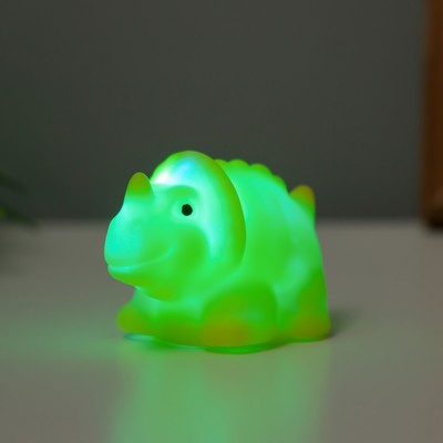 Фигурка светящаяся RISALUX «Трицератопс», LED-ночник, 2 Вт, 3×LR44 жёлтый, пластик, 3×5×4 см