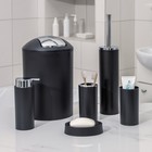 Набор аксессуаров для ванной комнаты SAVANNA «Сильва», 6 предметов (дозатор, мыльница, 2 стакана, ёршик, ведро), цвет чёрный - Фото 5