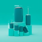 Набор аксессуаров для ванной комнаты «Тринити», 6 предметов (мыльница, дозатор для мыла, два стакана, ёрш, ведро), цвет голубой - Фото 2