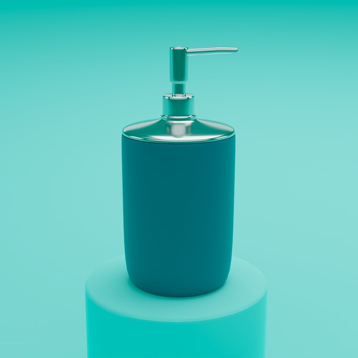Набор аксессуаров для ванной комнаты «Тринити», 6 предметов (мыльница, дозатор для мыла, два стакана, ёрш, ведро), цвет голубой - фото 1905535628