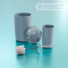 Набор аксессуаров для ванной комнаты «Тринити», 6 предметов (мыльница, дозатор для мыла, два стакана, ёрш, ведро), цвет серый - Фото 3