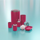 Набор аксессуаров для ванной комнаты «Тринити», 6 предметов (мыльница, дозатор для мыла, два стакана, ёрш, ведро), цвет розовый - фото 8786495
