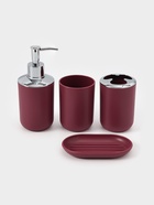 Набор аксессуаров для ванной комнаты «Тринити», 6 предметов, мыльница, дозатор для мыла, два стакана, ёрш, ведро, розовый - Фото 7