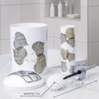 Набор аксессуаров для ванной комнаты «Осень», 6 предметов (дозатор, мыльница, 2 стакана, ёршик, ведро), цвет белый - фото 24447700