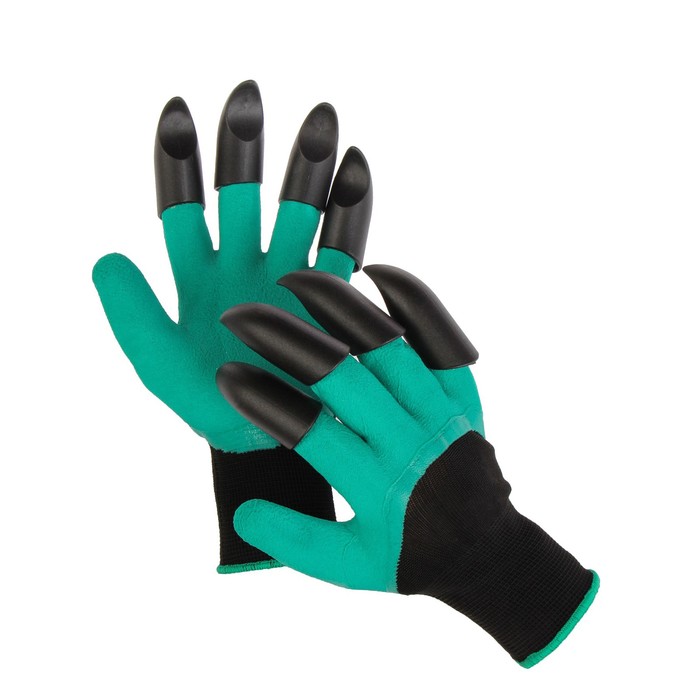 Перчатки нейлоновые «Землеройки», латексное покрытие, с когтями, размер 10, зелёные, Greengo - Фото 1