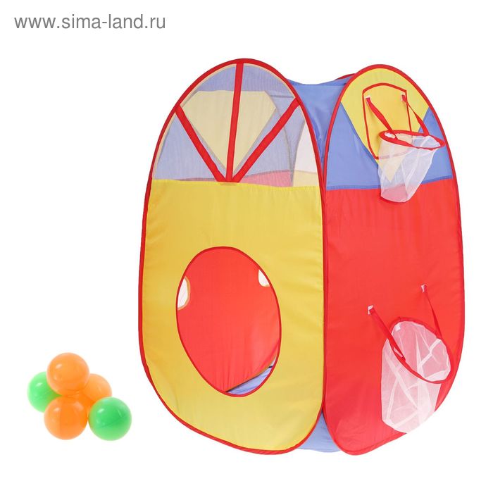 Игровая палатка «Дом с корзиной», 5 шариков, разноцветная - Фото 1