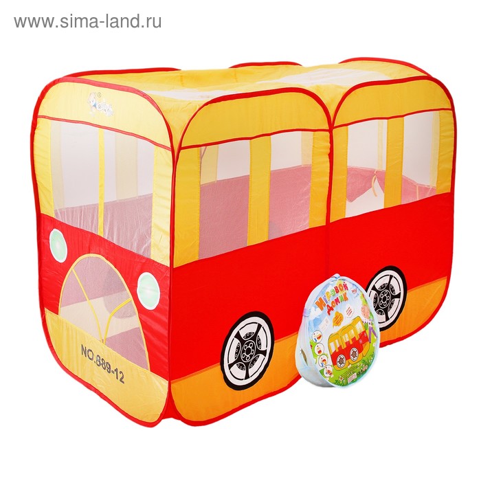 Игровая палатка «Автобус», цвет жёлто-красный - Фото 1