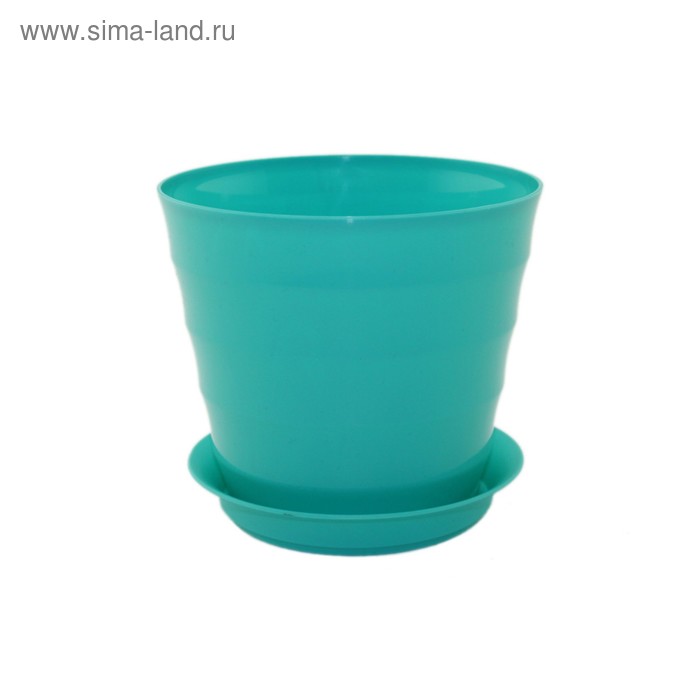 Пластиковый горшок с поддоном «Лаура», цвет бирюзовый - Фото 1