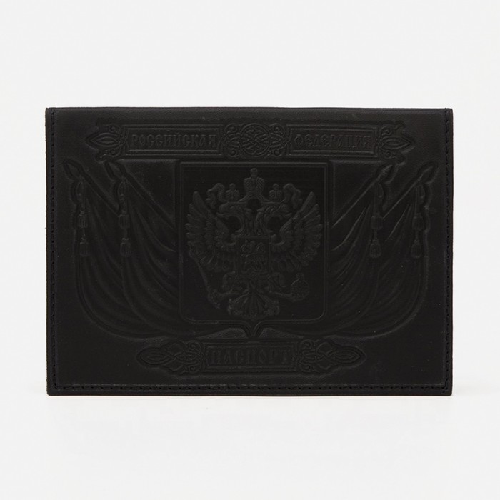 Обложка для паспорта, тиснение, герб, цвет чёрный - фото 1908443210