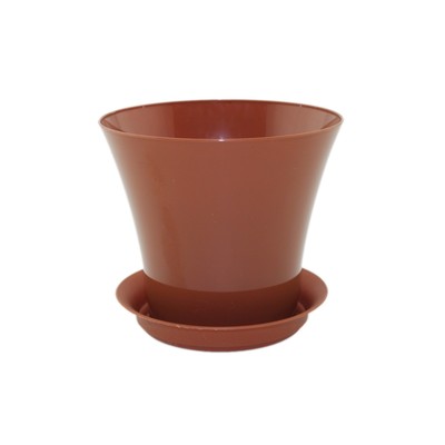Пластиковый горшок с поддоном «Сити», цвет терракотовый