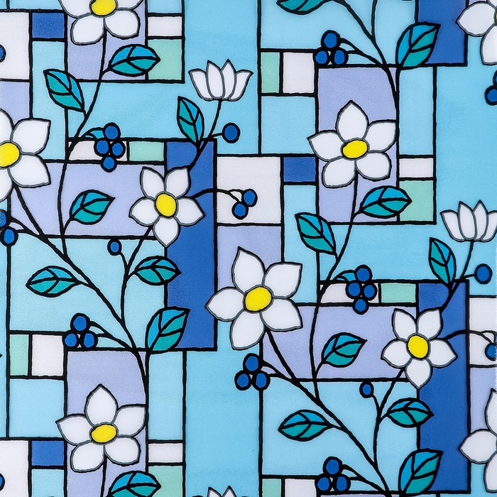 Витражная плёнка «Мозаика из цветов», 45×200 см - фото 1899663244