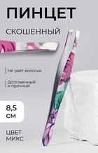 Пинцет скошенный, узкий, 8.5 см, рисунок МИКС - Фото 1