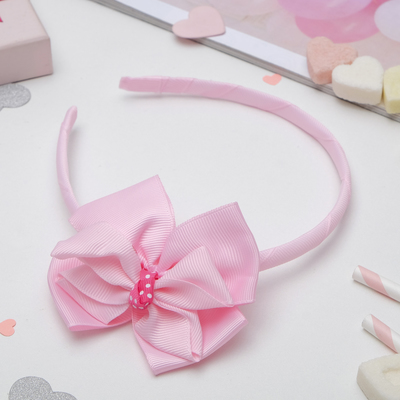 Ободок для волос "Малышка" 1 см двойной бант горох