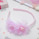 Ободок для волос "Малышка" две розы вуаль, 1 см, розовый - фото 8787335