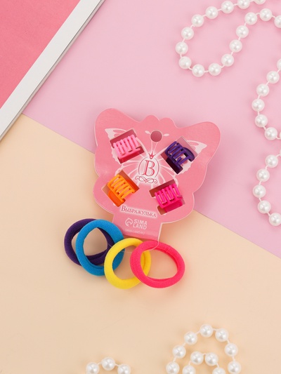 Набор для волос Выбражулька «Бабочка», 4 крабика, 4 резинки, яркий глянец