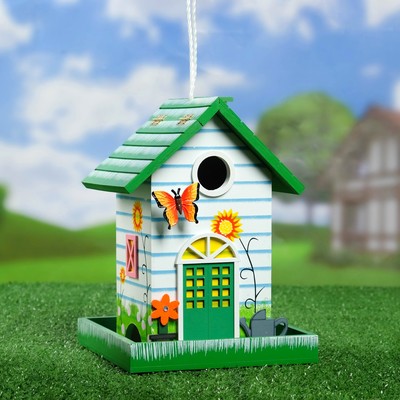 Декоративный скворечник Прованс деревянный домик для птиц с сердцем коричневый