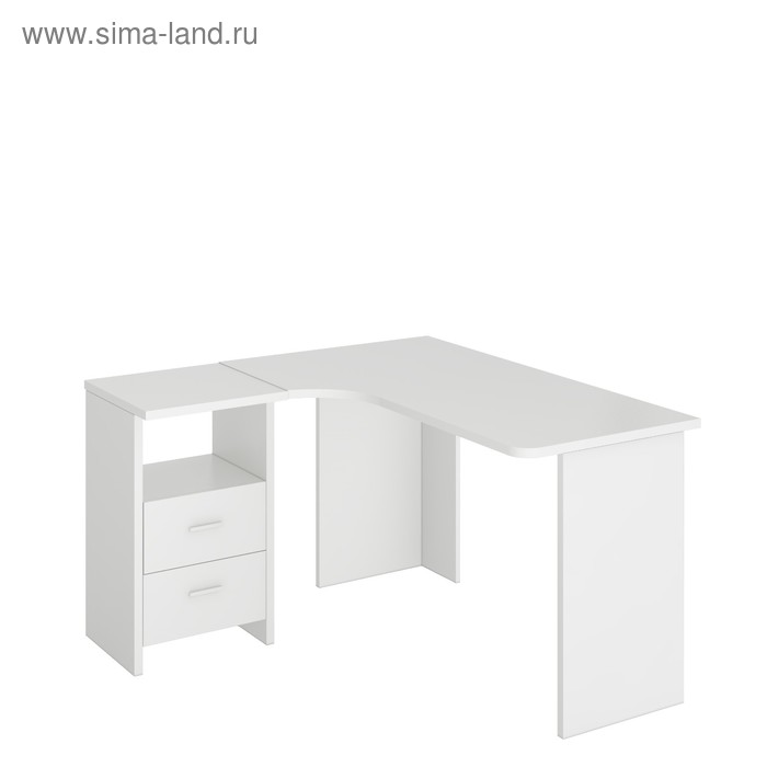 Угловой стол, 1200 × 1300 × 770 мм, левый угол, цвет белый жемчуг - Фото 1