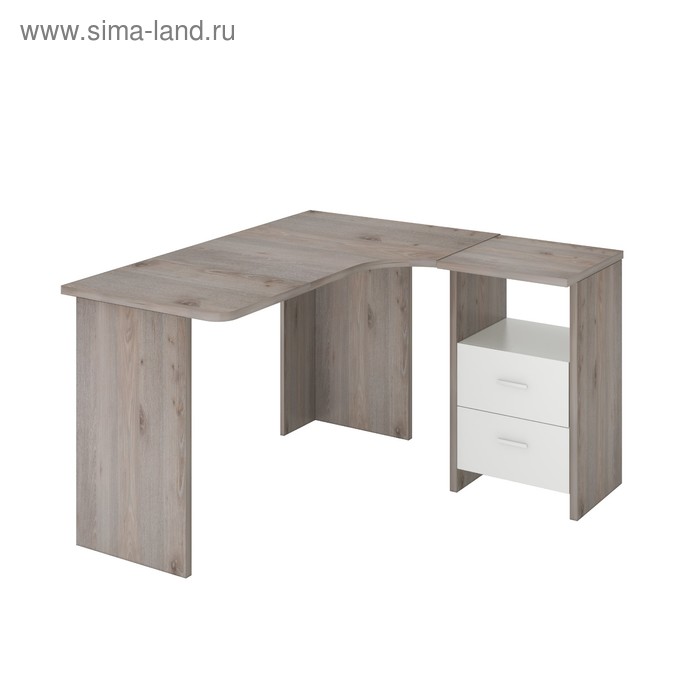 Угловой стол, 1200 × 1300 × 770 мм, правый угол, цвет нельсон/белый - Фото 1
