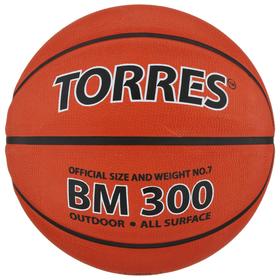 Мяч баскетбольный TORRES BM300, B00017, ПВХ, клееный, 8 панелей, р. 7