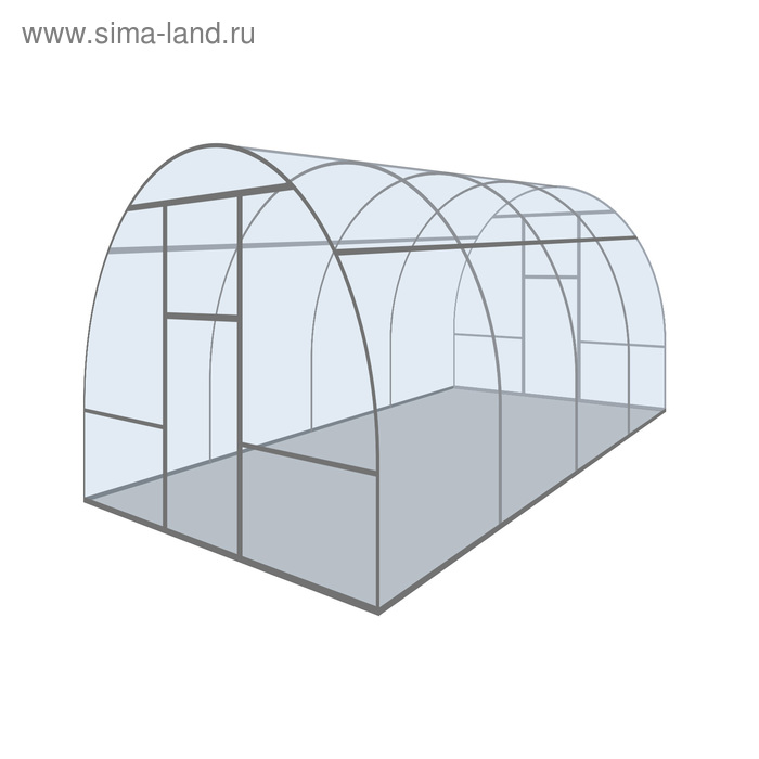 Теплица (каркас) «Новая-Цинк», 8 × 3 × 2,1 м, оцинкованная сталь, профиль 20 × 20 мм, без поликарбоната - Фото 1