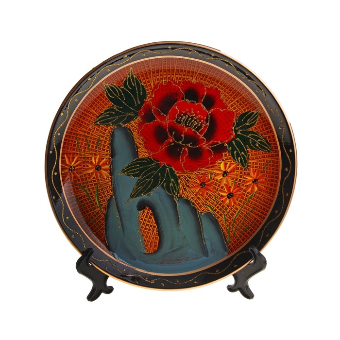 Тарелка декоративная "Красный цветок" диаметр 30,5 см - Фото 1