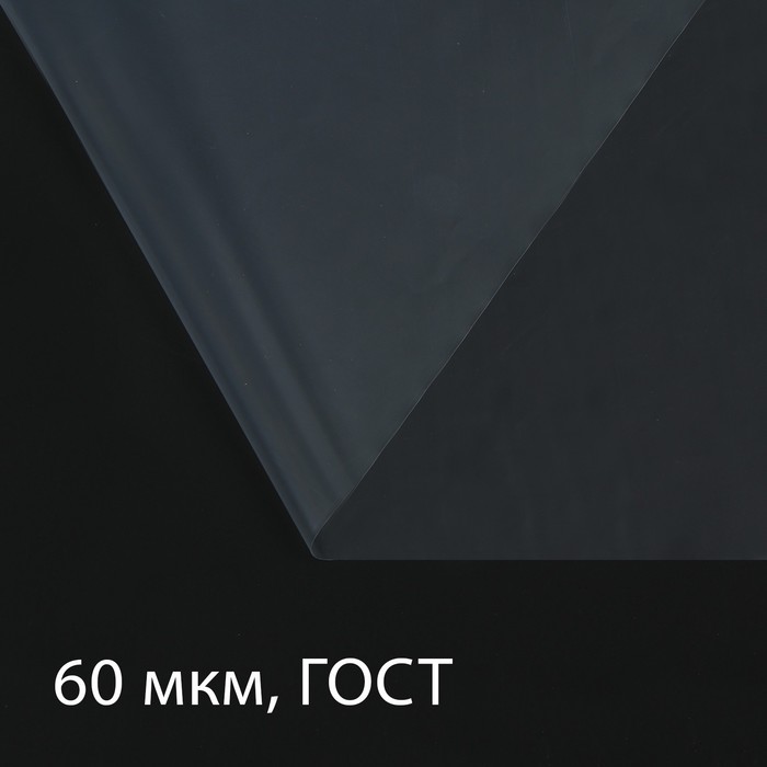Плёнка полиэтиленовая, толщина 60 мкм, 100 × 3 м, рукав (1,5 м × 2), прозрачная, 1 сорт, ГОСТ 10354-82