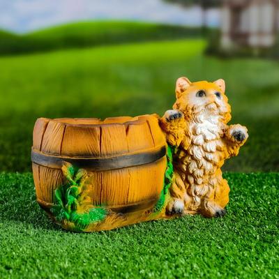 Фигурное кашпо "Котёнок", 22х12х15см рыжий