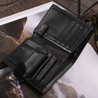Портмоне мужское, 2 в 1, для автодокументов, 3 отдела на кнопке, для карт, для монет, цвет чёрный - Фото 4