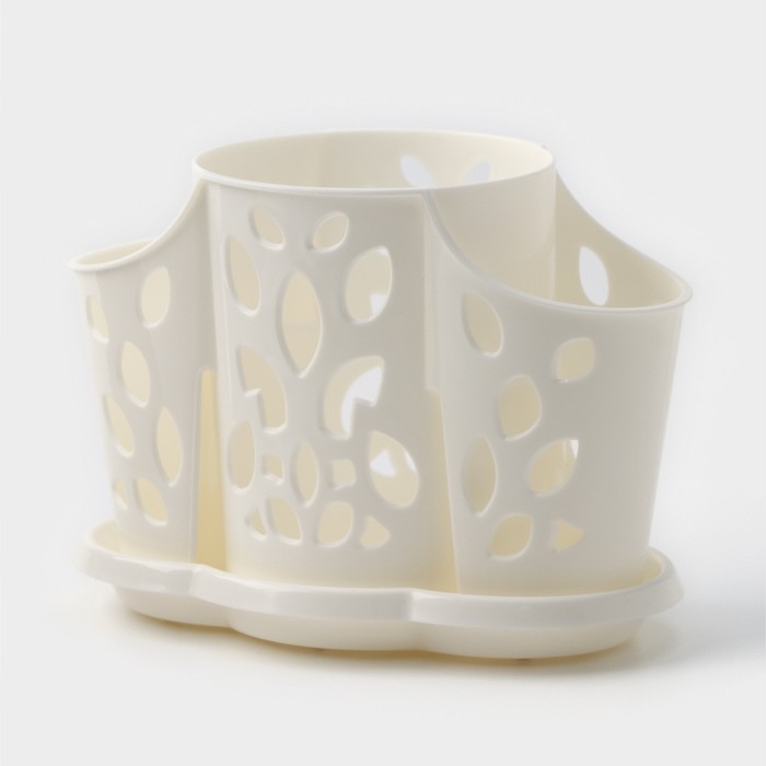 Подставка для столовых приборов Plastic Centre «Камелия», 3-х секционная, пластик, МИКС - Фото 1