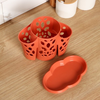 Подставка для столовых приборов Plastic Centre «Камелия», 3-х секционная, пластик, МИКС