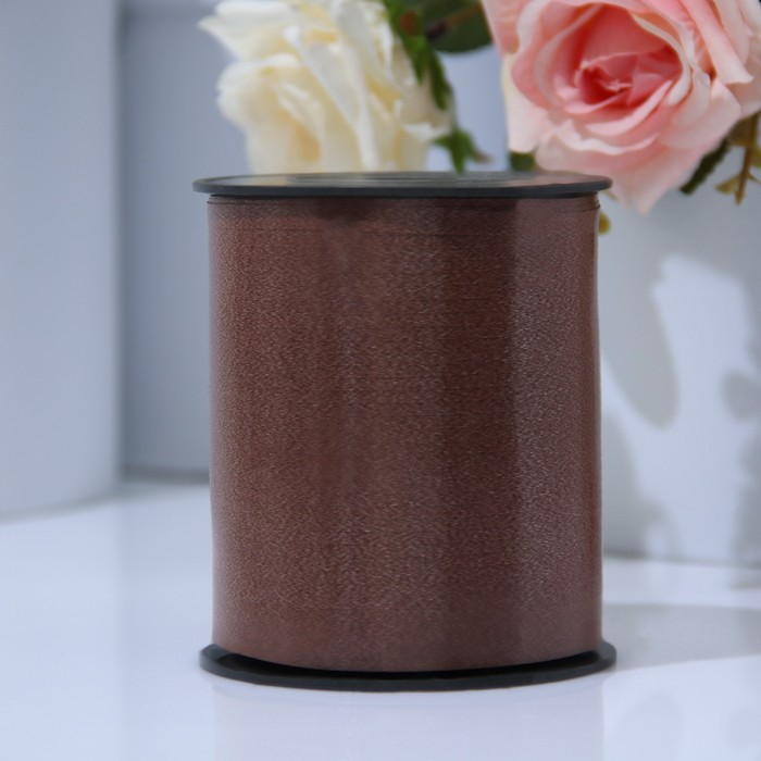 Лента для декора, подарков и шаров, шоколадная, 0.5 см × 500 м - Фото 1