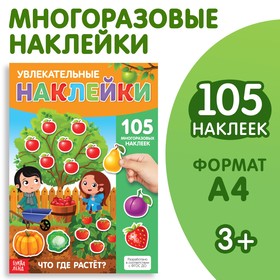 Наклейки многоразовые «Что где растёт», формат А4 3950993