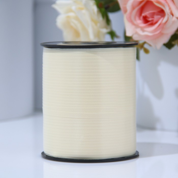 Лента упаковочная для декора, подарков и шаров, шампань, 0.5 см × 500 м - Фото 1