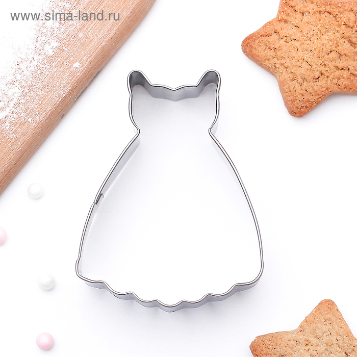 Форма для вырезания печенья «Платье принцессы», 6,5×5,2×2 см, цвет хромированный - Фото 1