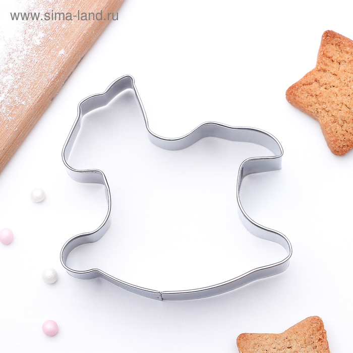 Форма для вырезания печенья «Лошадка-качалка», 7×7,5×2 см, цвет хромированный - Фото 1