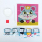 Алмазная мозаика для детей «Кошечка», 15 х 15 см + емкость, стерж, клеев подушечка. Набор для творчества - Фото 3