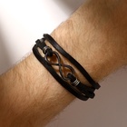 Браслет кожаный «Гравитация» бесконечность, чёрный с серебром, 23 см - Фото 2